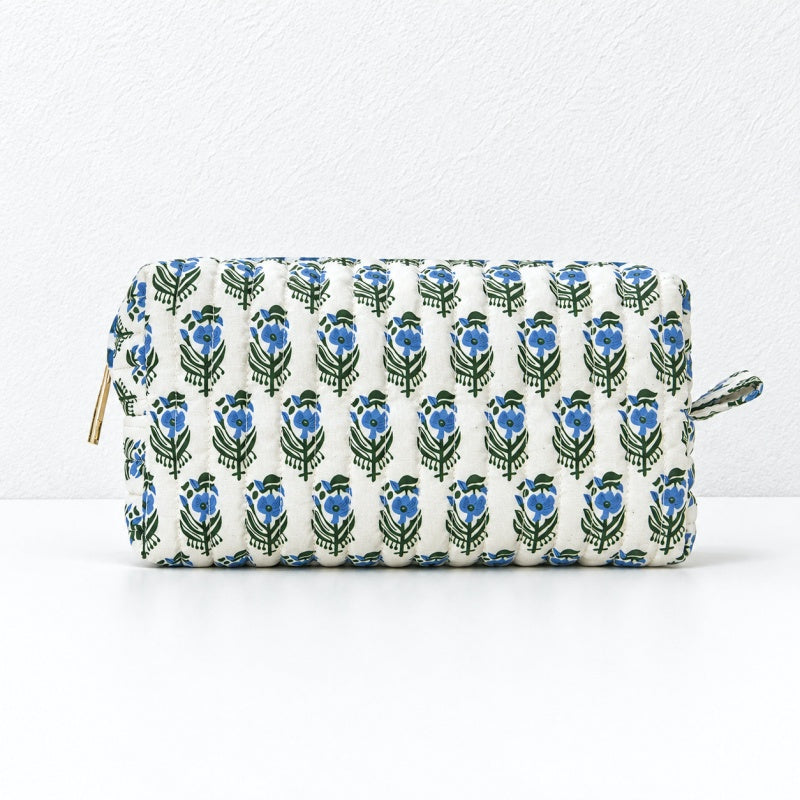 CouldNook Botanical Makeup Pouch - Quilted Box Shape