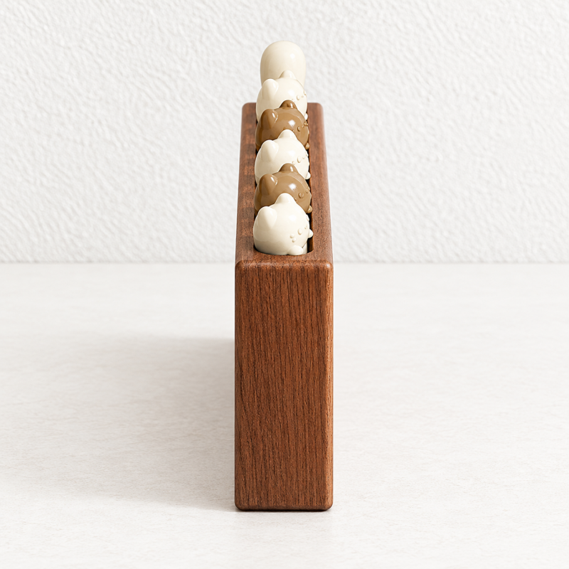 Cat Fruit Fork Set - Character Tops and Wooden Block