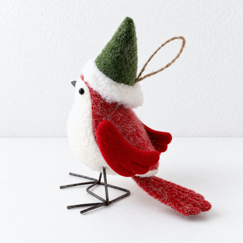 CouldNook Christmas Hat Bird Ornament - Standing or Hanging