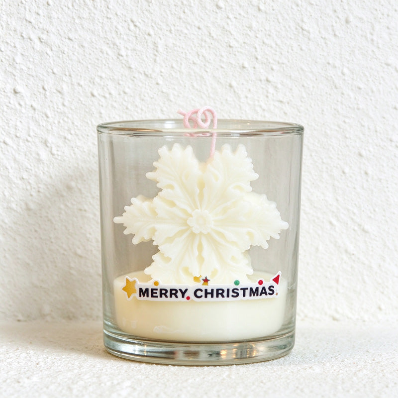 Christmas Scented Candles with Sculpted Figures in Glass