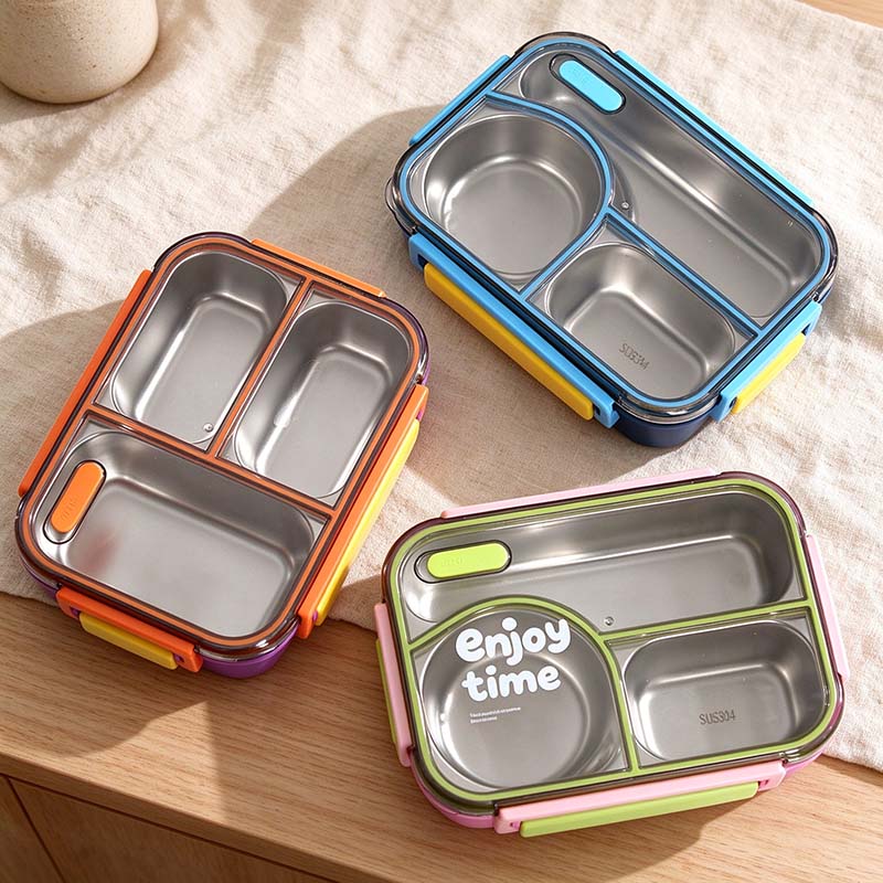CouldNook Compartment Lunch Box - Clear Lid and Colorful Side Clips