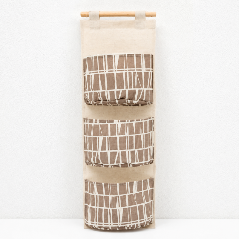 CouldNook Three-Pocket Hanging Organizer - Printed Fabric Wall Storage