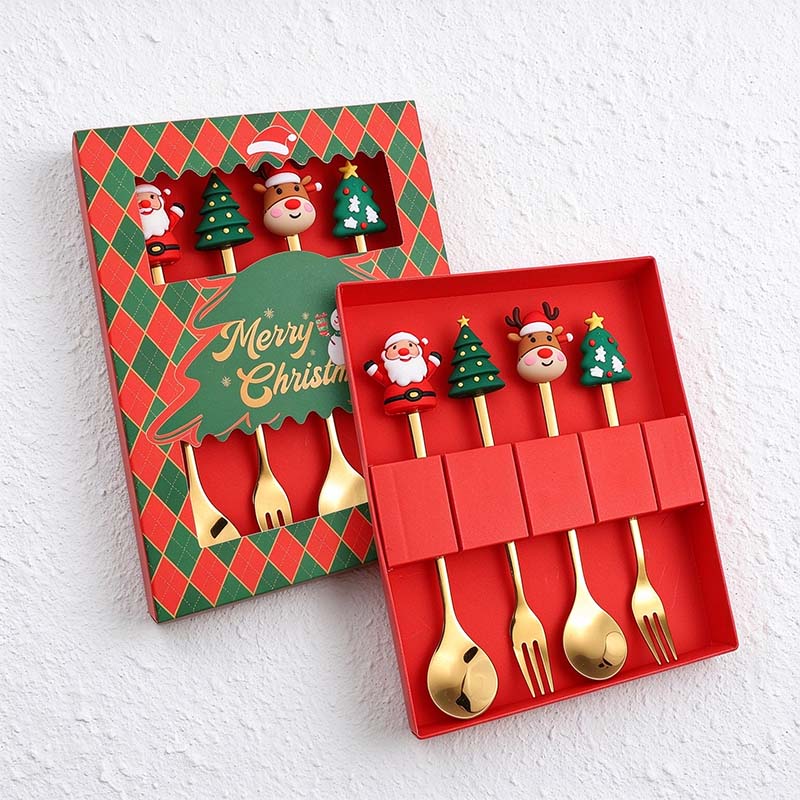CouldNook Christmas Cutlery Set - Character Tops and Decorative Charm Designs