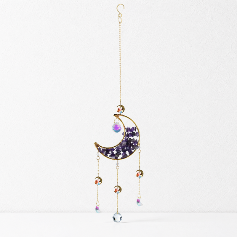 CouldNook Gemstone Moon Suncatcher Ornament - Cascading Star Drops