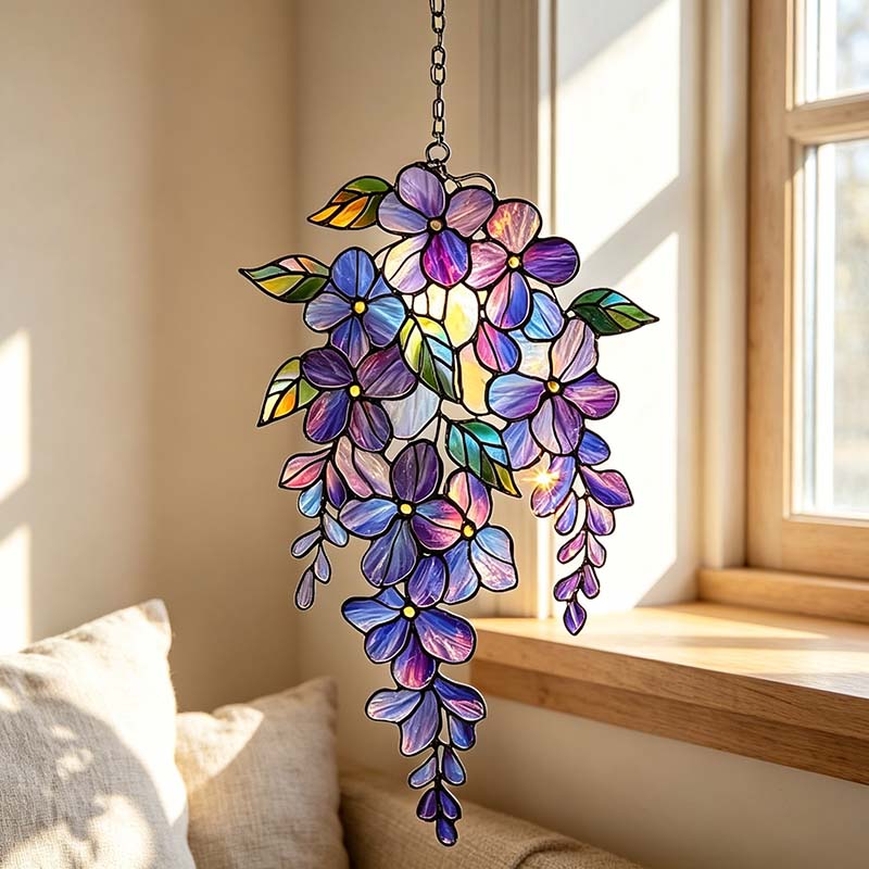 CouldNook Acrylic Floral Window Hanging - Cascading Blossoms And Leaves