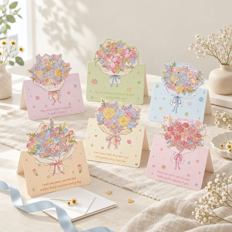 CouldNook Flower Bouquet Greeting Card - Colorful Shaped Blooms