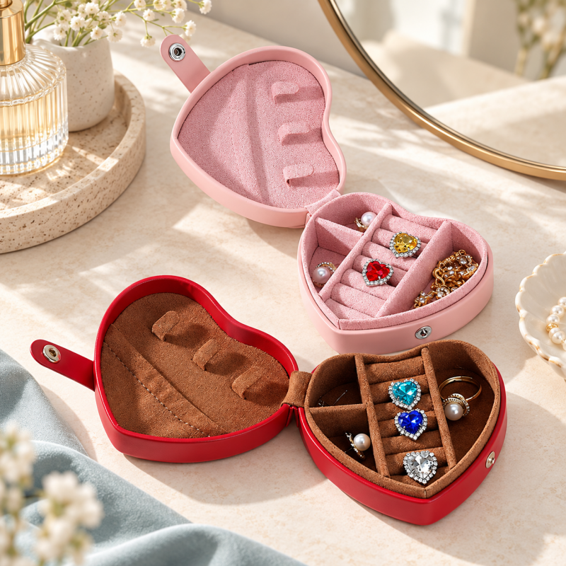 Heart Jewelry Box - Plaid Center and Colorful Accents