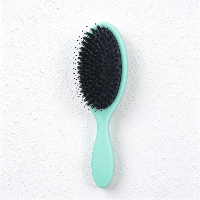 Boar Bristle Cushion Hairbrush with Oval Paddle Head
