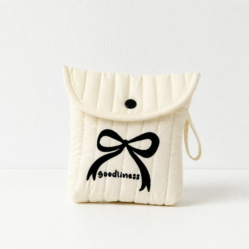 CouldNook Cute Embroidered Sanitary Pouch‑Portable Mini Storage Bag for Sanitary Napkins
