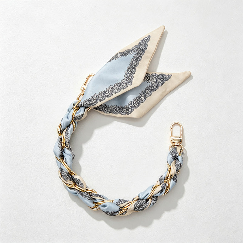 CouldNook Coastal Print Scarf Phone Wrist Strap - Chain Links