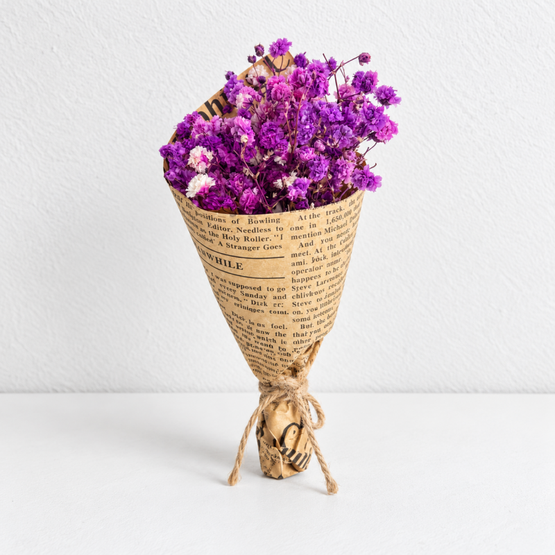 CouldNook Mini Dried Flower Bouquet - Newsprint Style Wrap