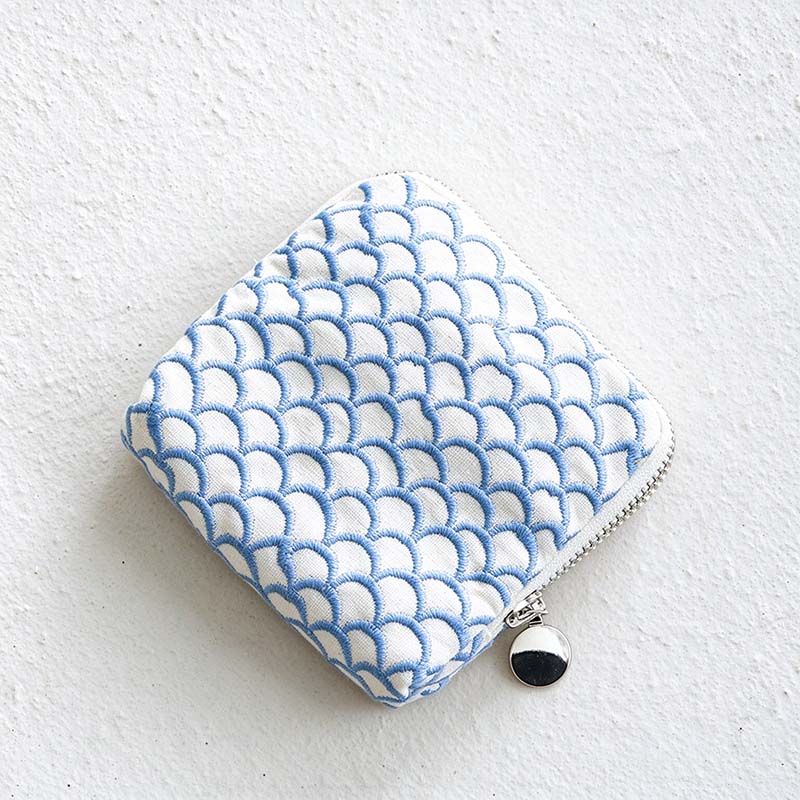 CouldNook Embroidered Jewelry Pouch - Zip Closure and Divided Fabric Interior
