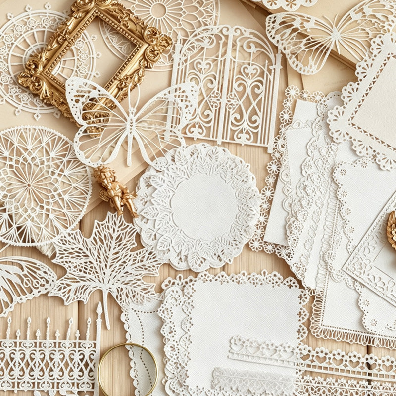 CouldNook Lace Paper Decoration Set - Openwork Borders and Delicate Cutout Motifs