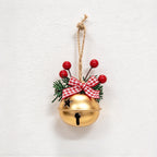 CouldNook Christmas Bell Ornament - Checkered Bows and Greenery Accents