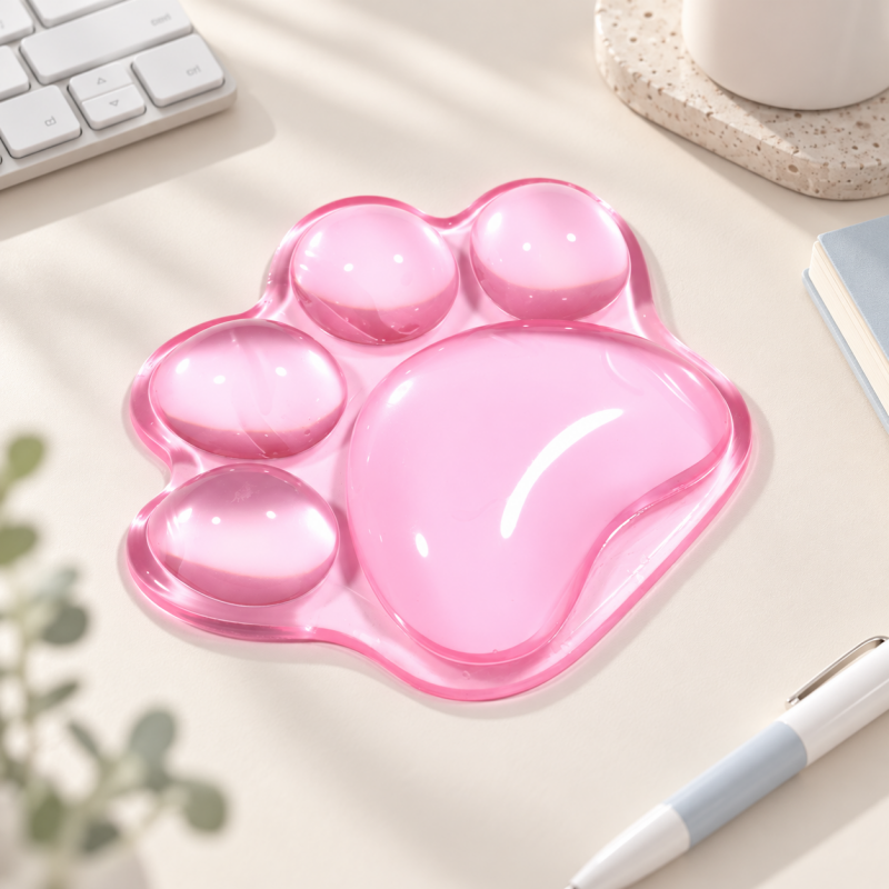 CouldNook Transparent Wrist Rest - Rounded Paw-Shaped Desk Cushion