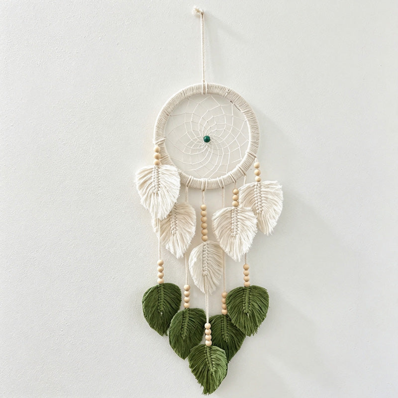 CouldNook Leaf Dreamcatcher - Botanical Green Woven Wall Hanging