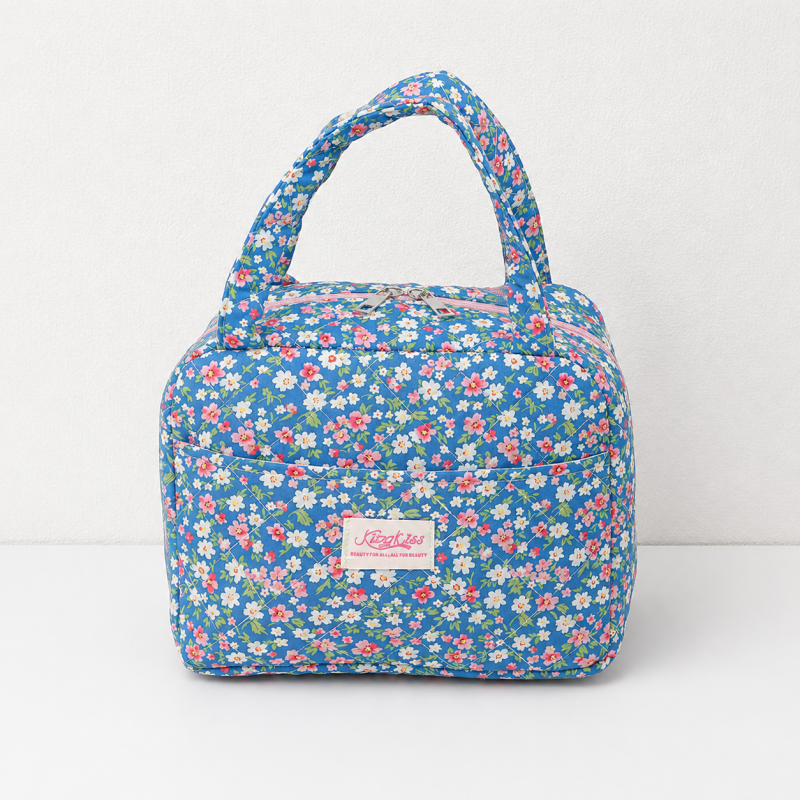 CouldNook Quilted Floral Lunch Bag - Front Pocket and Carry Handles