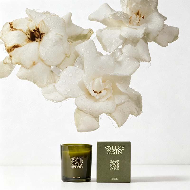 CouldNook Glass Jar Scented Candle - Foil Emblem And Dark Lidded Vessel