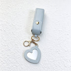 Lipstick Holder Keychain with Attached Heart Mirror