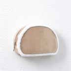 Plush-Trim Semicircle Cosmetic Bag