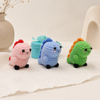 CouldNook Rounded Dinosaur Figure Keychain - Bell Clip Attachment