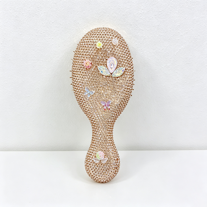 CouldNook Flower Stone Set Bamboo-Look Hair Brush - Handheld Grip Profile