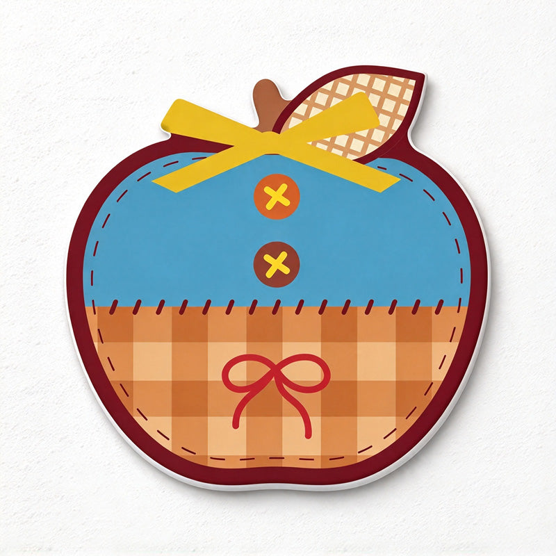 CouldNook Apple Coaster - Printed Bow and Colorful Patchwork Style Patterns