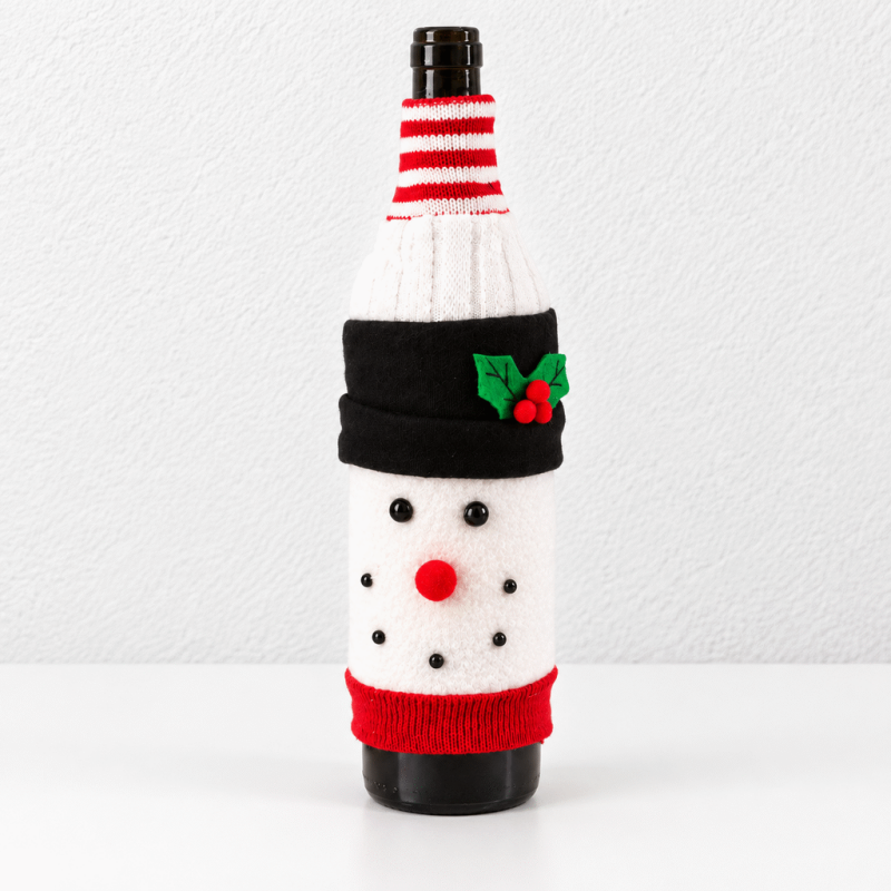 CouldNook Christmas Wine Bottle Cover - Knitted Character Sleeve