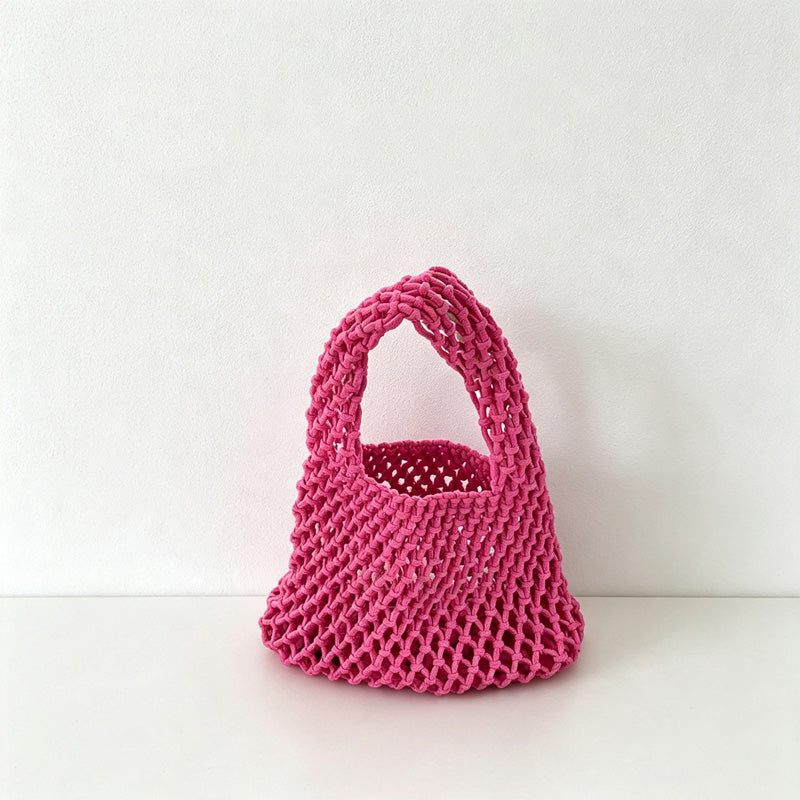 CloudNook Cotton Rope Woven Handbag‑Mesh Tote Bag