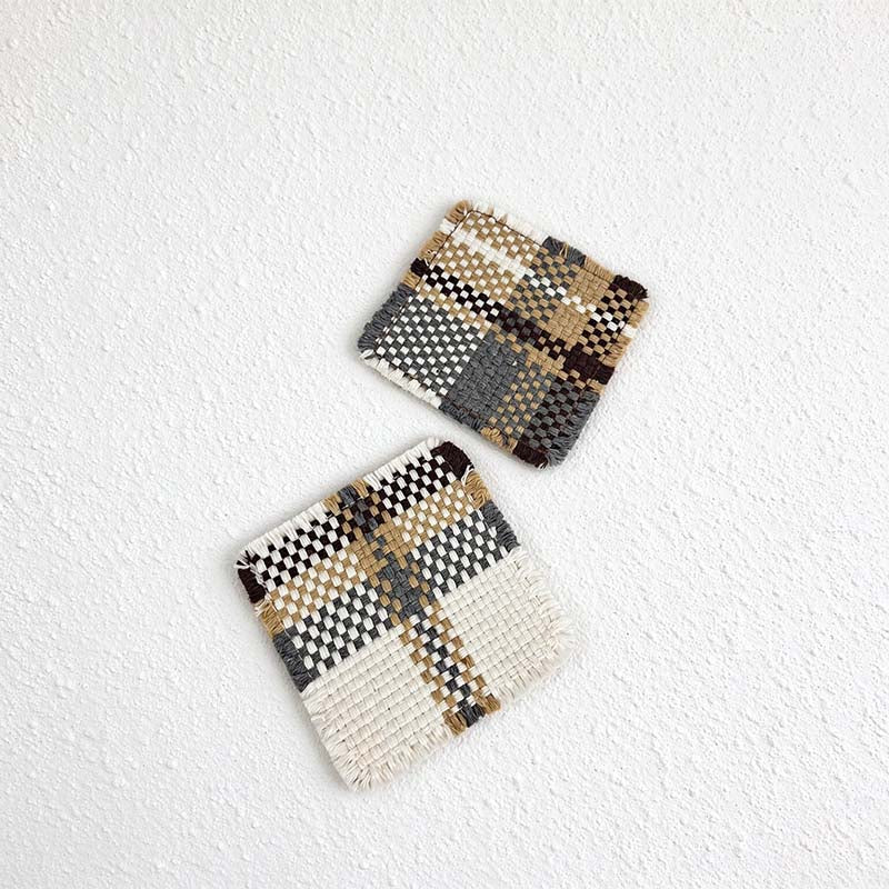 CouldNook Check Woven Table Mat - Fringed Edges