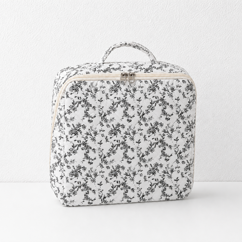 CouldNook Compartment Cosmetic Organizer - Quilted Case and Top Handle