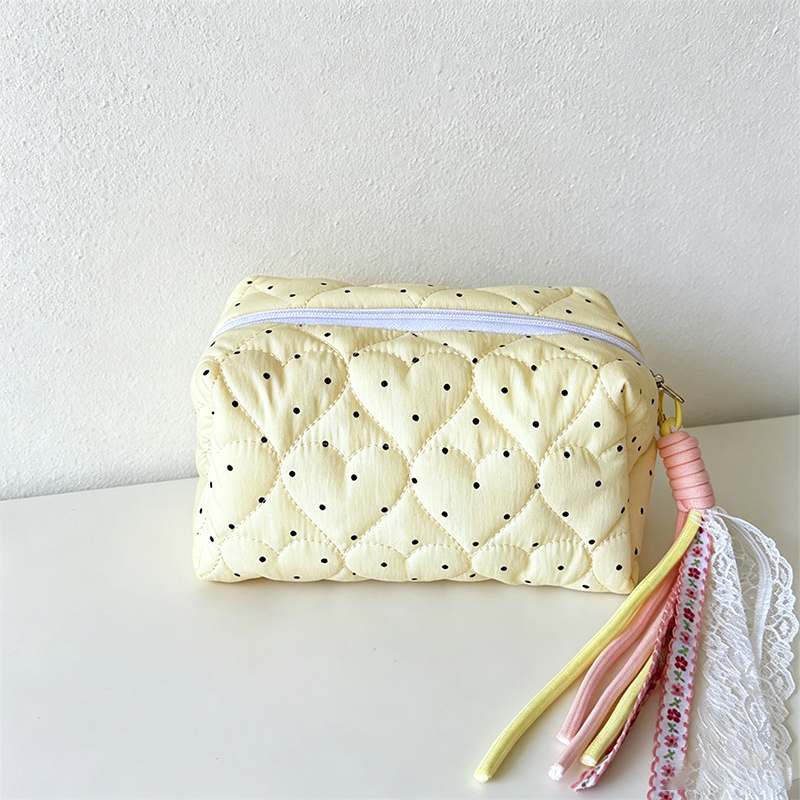 CouldNook Heart‑Dot Quilted Cosmetic Bag - Vanity Storage Accent
