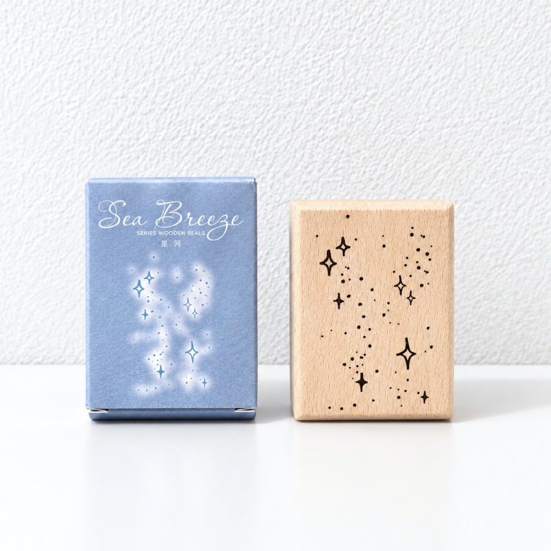 CouldNook Sea Motif Stamp - Waves Sky Details and Wood Mount