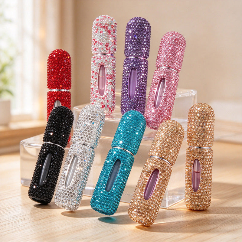 CouldNook Rhinestone Perfume Atomizer - Viewing Window and Bottom Refill Opening