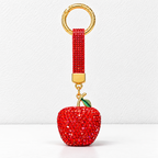 CouldNook Apple Keychain - Dimensional Rhinestone Fruit and Small Leaf Detail