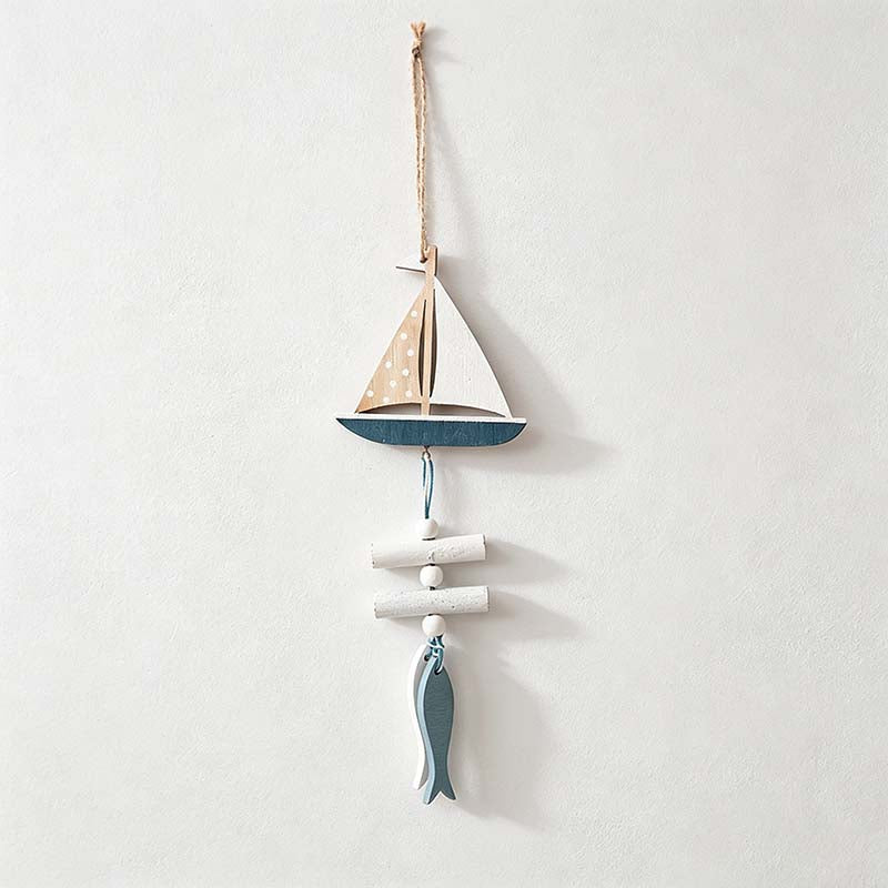 CouldNook Nautical Wood Wall Hanging - Fish Shell Sailboat Designs