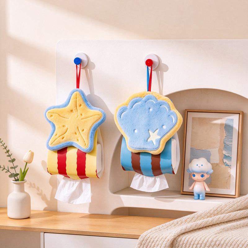 CouldNook Sea Creature Hanging Tissue Holder - Plush Topper and Striped Body