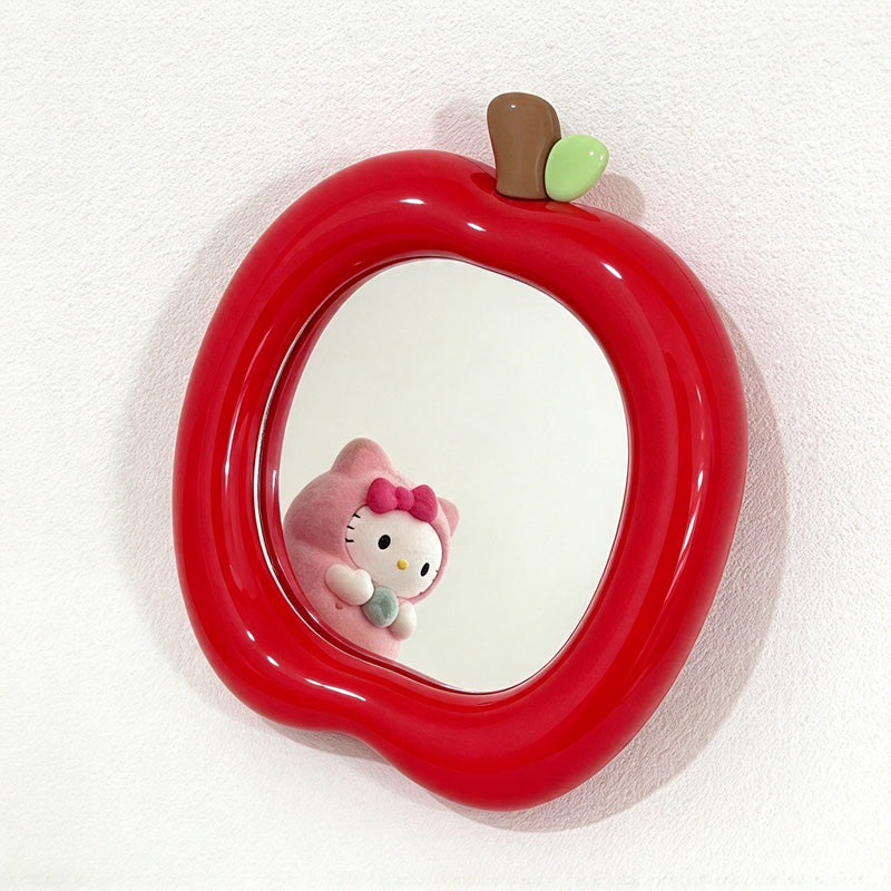 CouldNook Apple Makeup Mirror - Rounded Fruit Frame and Leaf Detail
