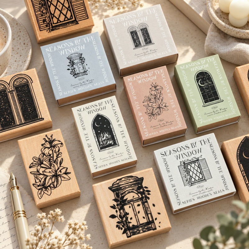 CouldNook Window Motif Stamp - Decorative Frames and Wood Mount