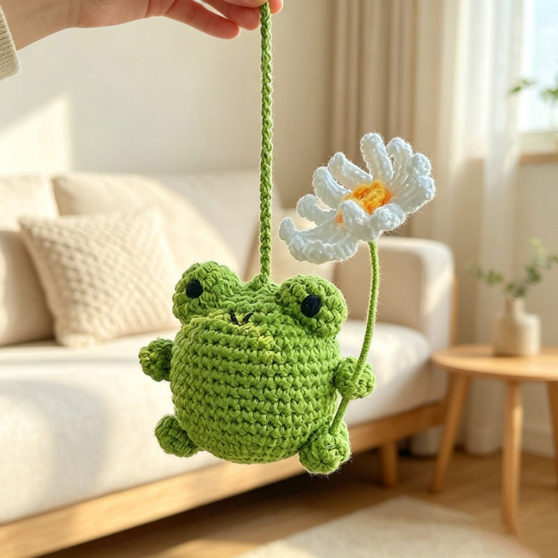 CouldNook Yarn Frog Flower Car Ornament - Six Swing Designs