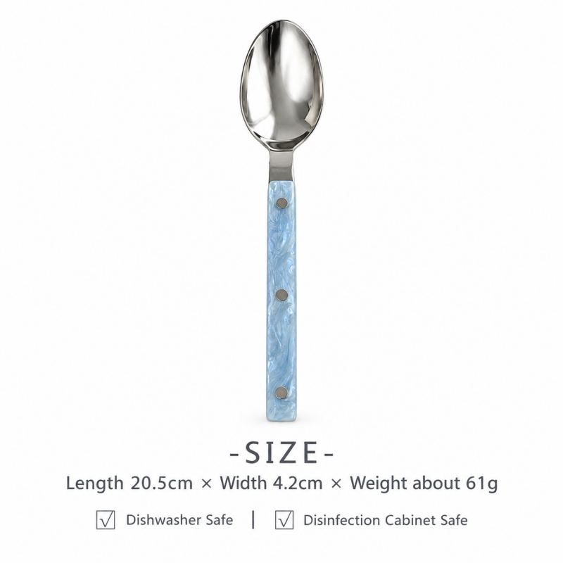 Marbled Handle Flatware - Straight Grips and Round Rivets