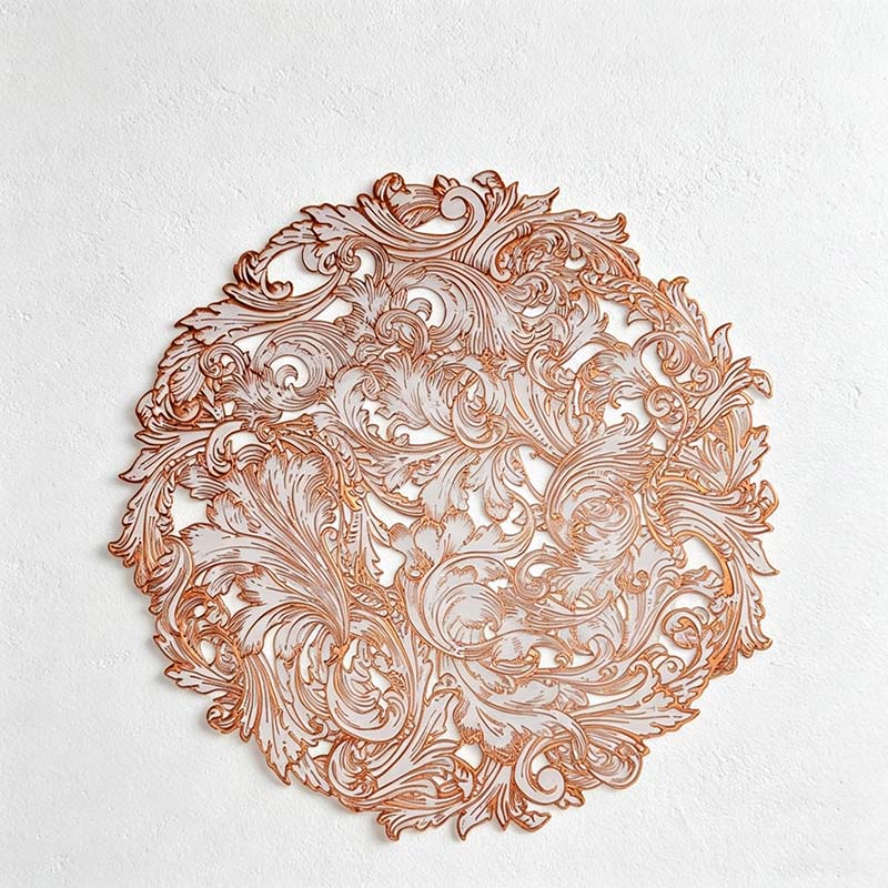 CouldNook Round PVC Placemat - Metallic Scrollwork Color Designs