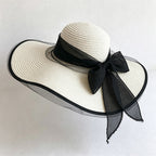 CouldNook Color Block Bow Back Sun Hat - Adjustable Wide Brim Style