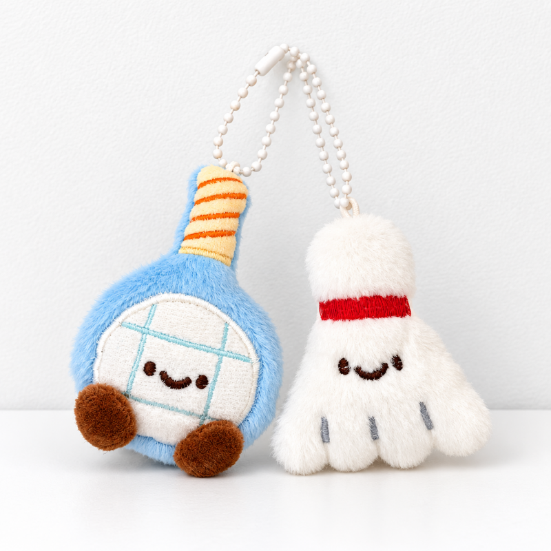 CouldNook Plush Sports Charm - Smiling Rackets and Coordinated Ball Details