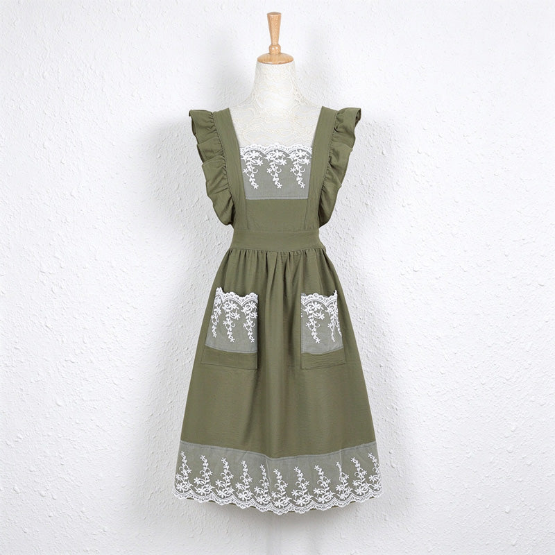 CouldNook Ruffle Strap Apron - Lace or Plain Pockets