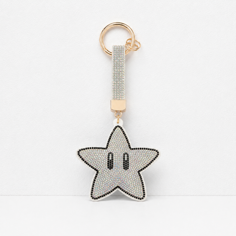 CouldNook Rhinestone Smiley Face Keychain - Star Bag Pendant