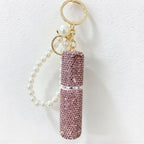 CouldNook Rhinestone Perfume Bottle Keychain - Beaded Loop and Rounded Cap