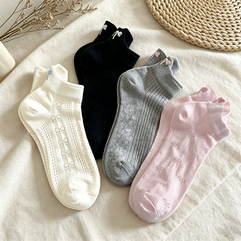 CouldNook Soft Bow Accent Ankle Socks - Everyday Footwear Accent