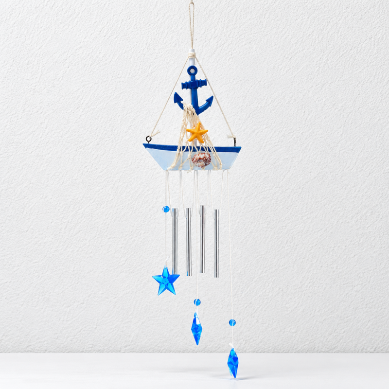 CouldNook Coastal Sailboat Wind Chime - Nautical Symbols And Suspended Charms