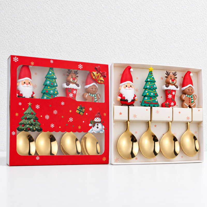 CouldNook Christmas Stainless Steel Cutlery - Festive Character Handle